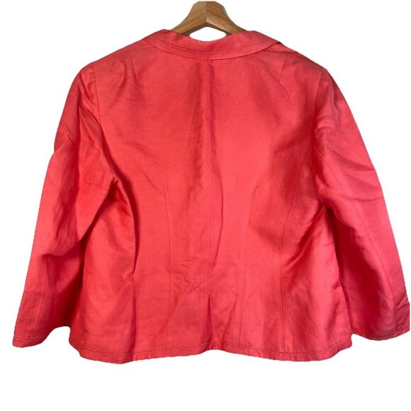 Sigrid Olsen Womens Linen Jacket Coral Pink Lined Blazer Size 16 Office Career - Picture 5 of 14